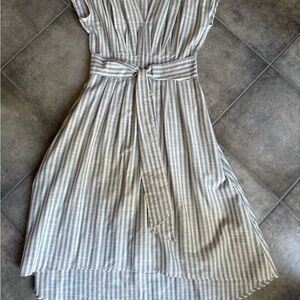 Max Studio High Low Dress in Blue and White Stripes